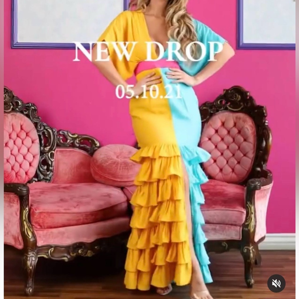 Colorful Ruffled Maxi Dress